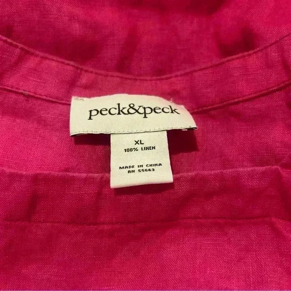 Peck & Peck Tunic Top 100% Linen Square Neck Hi Low Pink Blouse Size XL - Picture 4 of 4